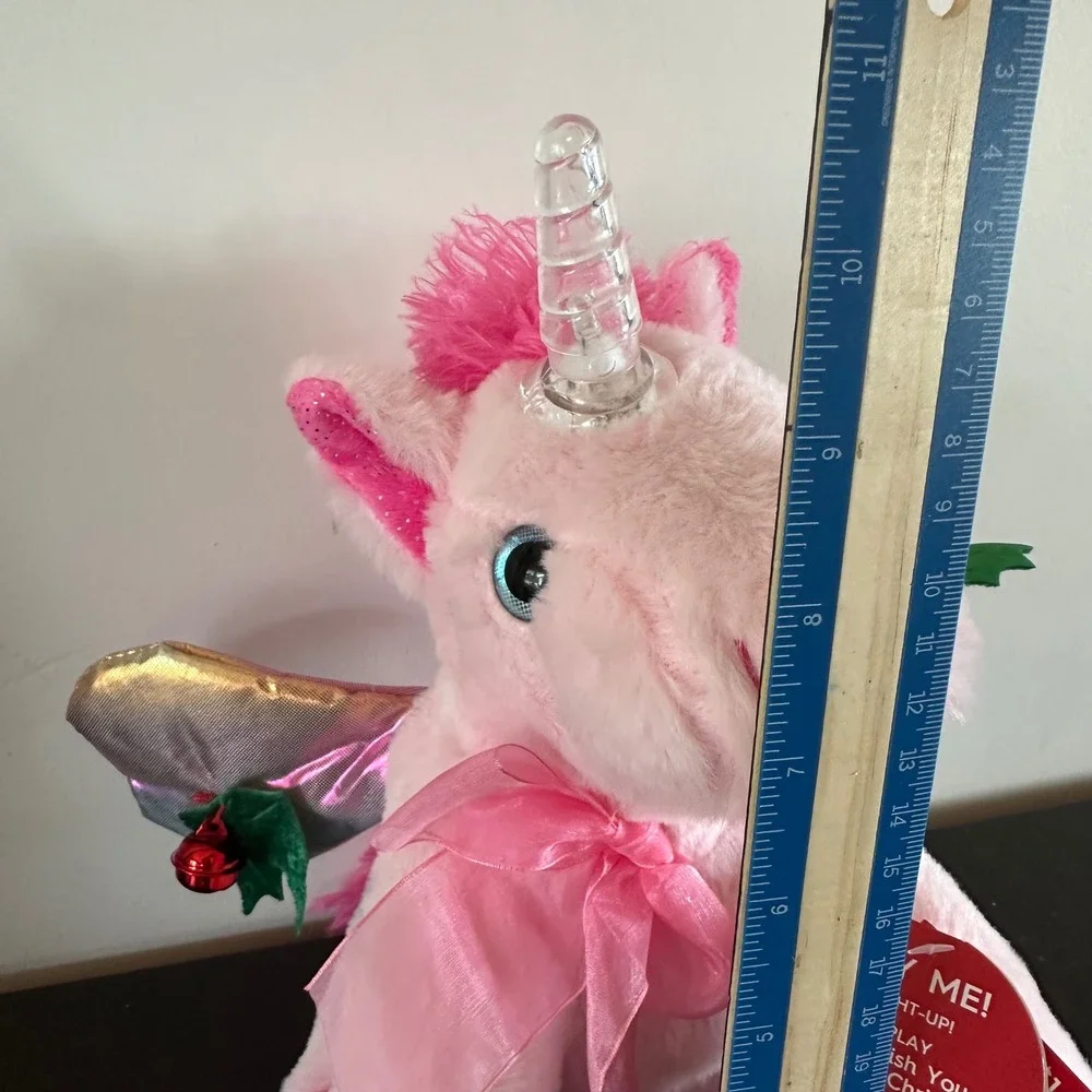 Holiday Time Animated Plush Pink Unicorn Light Up Musical Christmas Toy 11